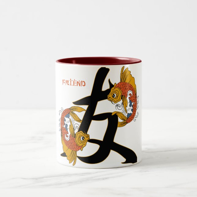Kanji Koi Fisch-Freund Zweifarbige Tasse (Mittel)