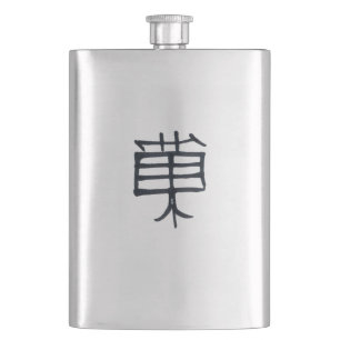 Kanji-Leckerei aus Edelstahl, schwarz Flachmann