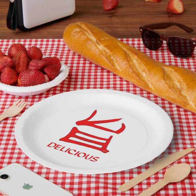 Kanji Leckeres Rotes Großpapier Teller (Picknick)
