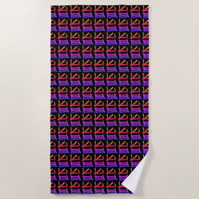 Kanji Leckeres schwarzes Badetuch (Vorderseite)