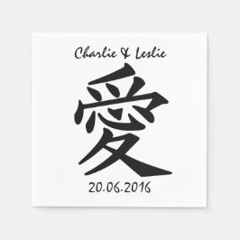 Kanji-Liebe für benutzerdefinierte Text- und Farbp Serviette
