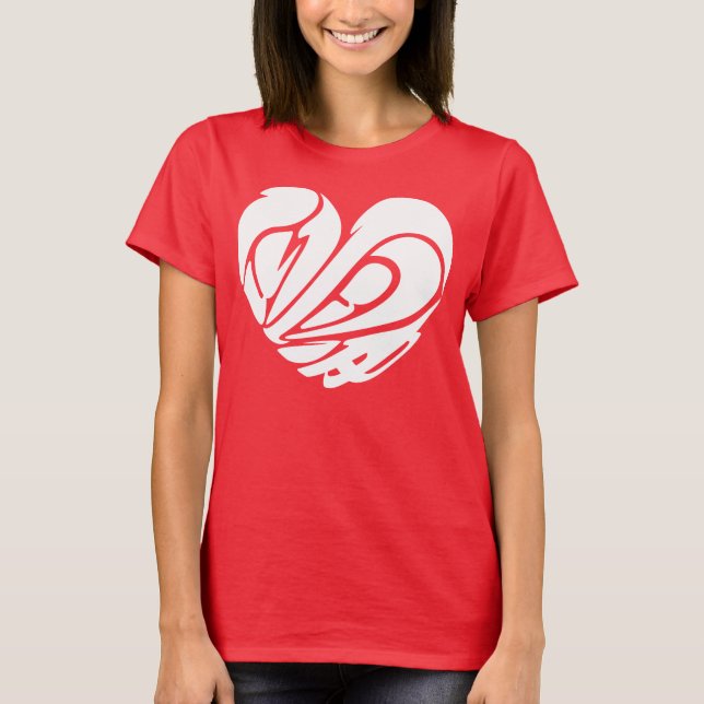 [Kanji] Liebe in Form eines weißen Herzens T-Shirt (Vorderseite)