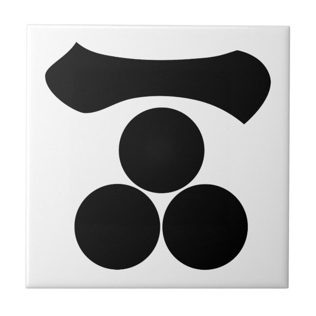 Kanji Nummer eins und drei Sterne Fliese (Vorderseite)