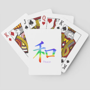 Kanji Peace Symbol in Chakra Colors Spielkarten