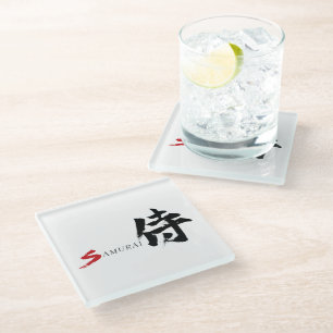 Kanji Samurai Japanische Kalligrafie Glasuntersetzer
