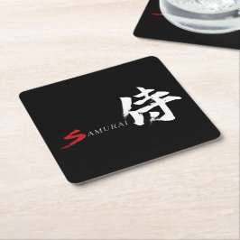 Kanji Samurai Japanische Kalligrafie Rechteckiger Pappuntersetzer