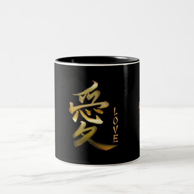 KANJI-Symbol für LIEBE-Serie Zweifarbige Tasse (Mittel)
