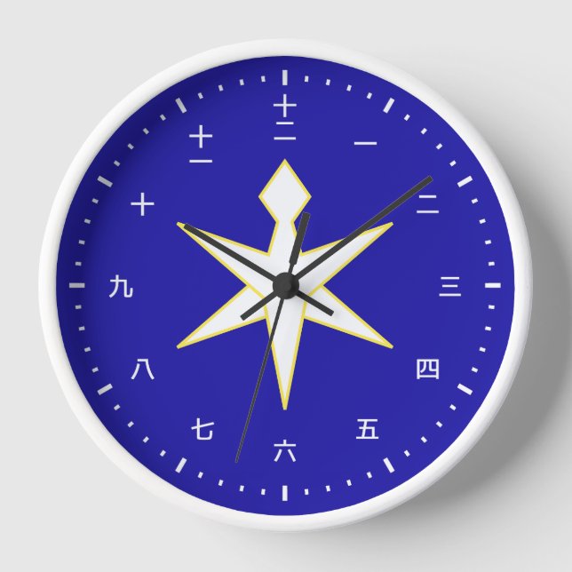 Kanji Uhr mit der Flagge Chiba, Japan (Vorderseite)