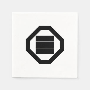 Kanji-Zeichen für drei auf einem Tablett Serviette