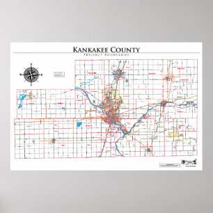 Kankakee County Bezirk-Karte Poster