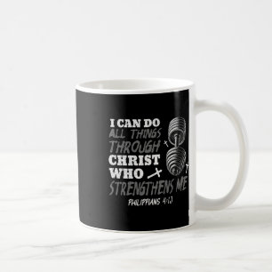 Kann alle Dinge Christliche Jesus-Bodybuilding Wei Kaffeetasse