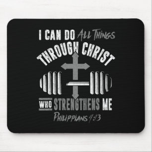 Kann alle Dinge Christliche Jesus Bodybuilding Wei Mousepad
