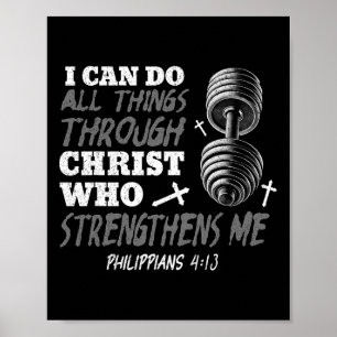 Kann alle Dinge Christliche Jesus Bodybuilding Wei Poster