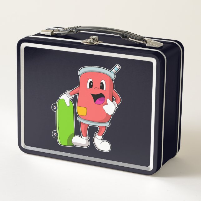 Kann als Skater mit Skateboard Metall Brotdose (Vorderseite)