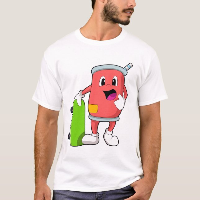 Kann als Skater mit Skateboard T-Shirt (Vorderseite)