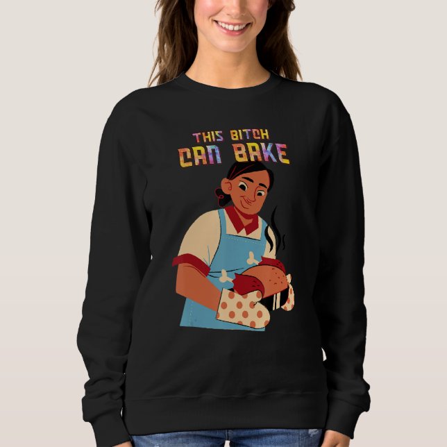 Kann Girl-Lieben backen Funny Text Sweatshirt (Vorderseite)