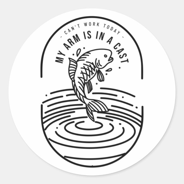 Kann heute nicht arbeiten, mein Arm ist in einer K Runder Aufkleber (Vorderseite)