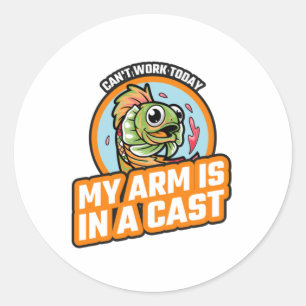 Kann heute nicht arbeiten, mein Arm ist in Gips Runder Aufkleber