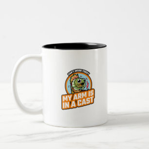 Kann heute nicht arbeiten, mein Arm ist in Gips Zweifarbige Tasse