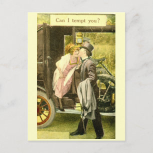 Kann ich dich verführen? Kuss Romantik Vintage Postkarte