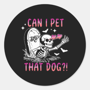 Kann ich diesen Hund Skelett Halloween essen? Runder Aufkleber