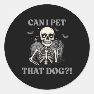 Kann ich diesen Hund Skelett Halloween Funny Dog L Runder Aufkleber