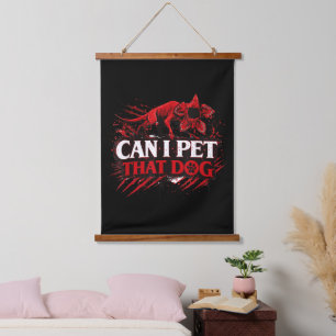 Kann ich diesen Hund streicheln Lustige Hundeliebh Wandteppich Mit Holzrahmen
