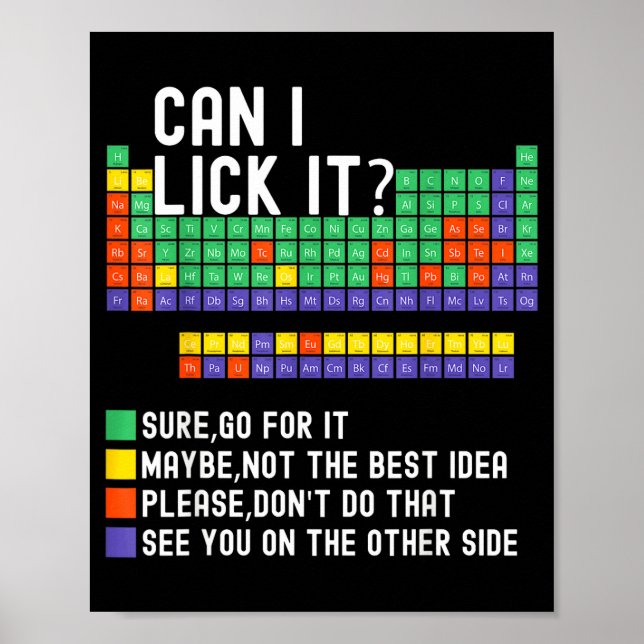 Kann ich es ablecken Periodensystem Lustiger Chemi Poster (Vorne)