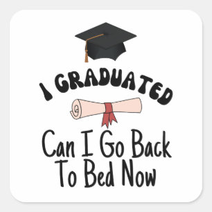 Kann ich jetzt wieder ins Bett gehen? Quadratischer Aufkleber