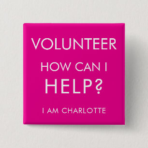 Kann ich Wohltätigkeit Event Volunteer Pink benutz Button