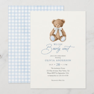 Kann kaum warten Teddybär Baby Shower Einladung