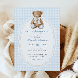 Kann kaum warten Teddybär Baby Shower Einladung