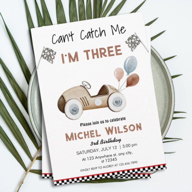 Kann mich nicht erwischen, ich bin drei Rennwagen  Einladung (Von Creator hochgeladen)