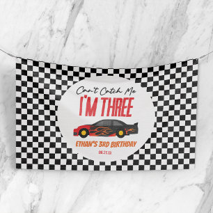 Kann mich nicht fangen Rotes Rennwagen 3. Geburtst Banner