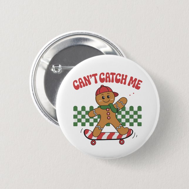 Kann Mich Nicht Weihnachts-Gingerbread-Weihnachten Button (Vorne & Hinten)