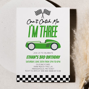 Kann mir kein Green Race Car 3. Geburtstag Party h Einladung