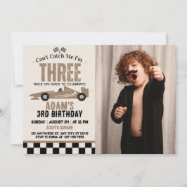 Kann mir kein Rennwagen Junge 3. Geburtstag Party Einladung