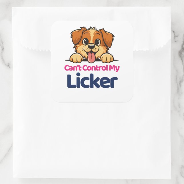 Kann mir mein Licker kein Niedliches Hundedesign K Quadratischer Aufkleber (Tasche)