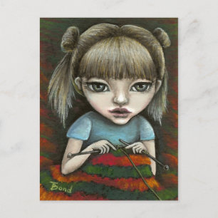 kann nicht aufhören zu stricken postkarte