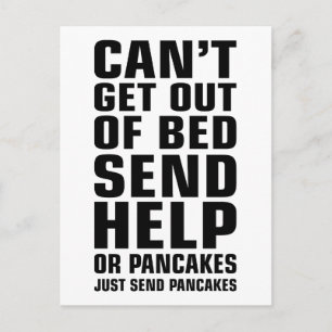 Kann nicht aus dem Bett kommen und Pfannkuchen sch Postkarte