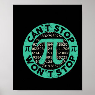 Kann Pi Wont nicht stoppen Mathe Pi Day Funny Math Poster
