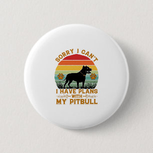 Kann Pläne Hund Pitbull Retro Sonnenuntergang_1 Button
