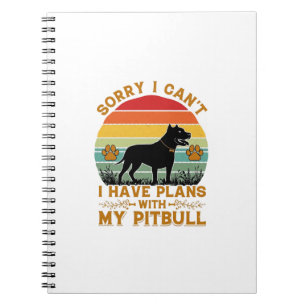 Kann Pläne Hund Pitbull Retro Sonnenuntergang_1 Notizblock