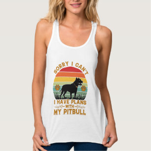 Kann Pläne Hund Pitbull Retro Sonnenuntergang_1 Tank Top