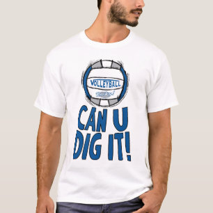 Kann U es Volleyball tauchen Blue Silver T-Shirt