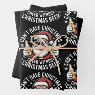 Kann Weihnachtsfreude nicht ohne Bier haben Santa  Geschenkpapier Set