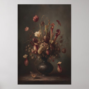 Kannenpflanzen und Schmetterling Wildblumen in Poster