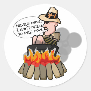 Kannibale, der Topf kocht Runder Aufkleber