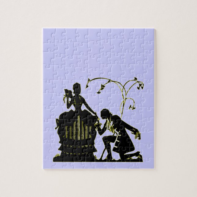 "Kannst du mich heiraten?" Silhouette Puzzle (Vertikal)