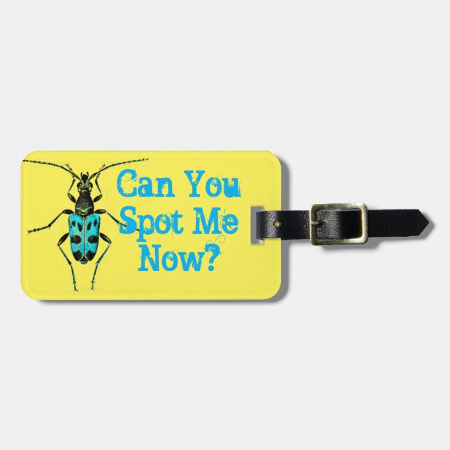 "Kannst du mich jetzt treffen" Blaue Gepunktete Kä Gepäckanhänger (Vorderseite horizontal)